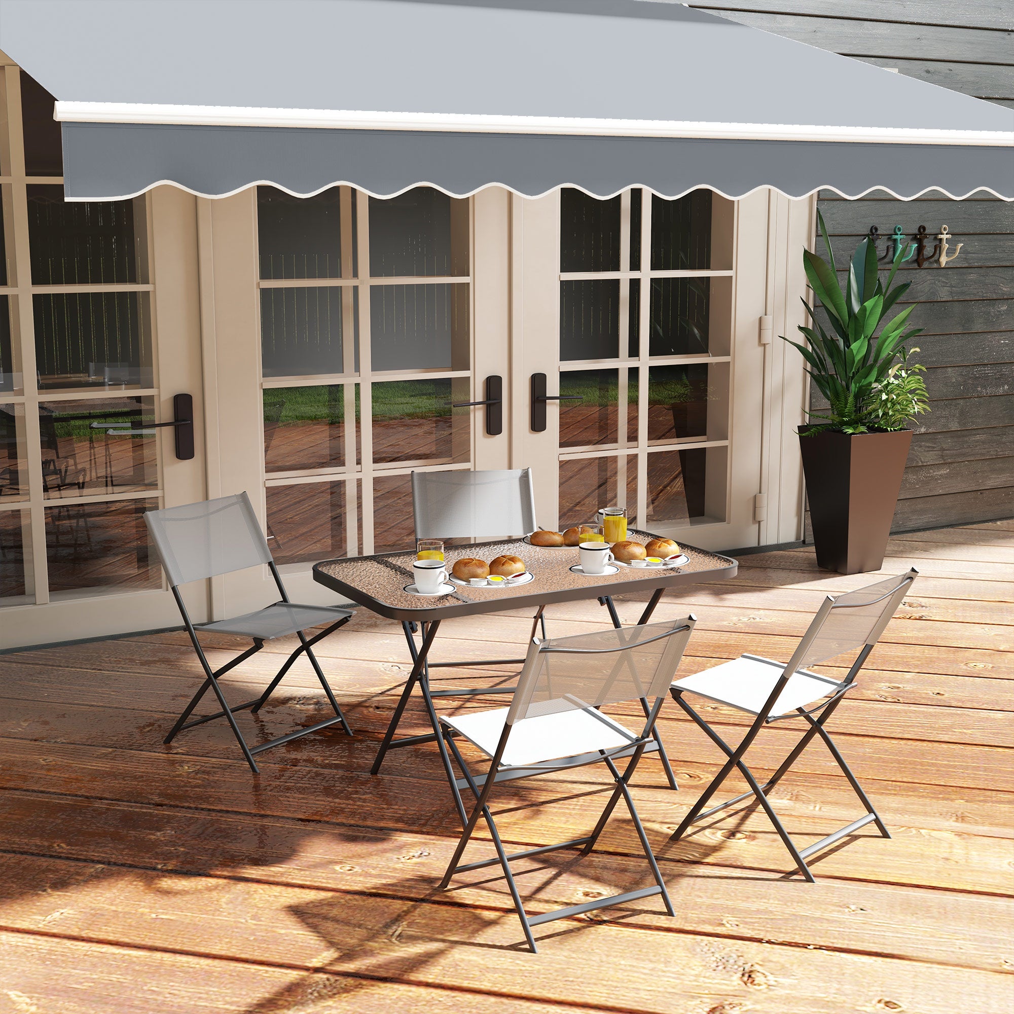 Conjunto de Jardín Outsunny Metal, Vidrio Templado Gris 120x70x70 cm - 5