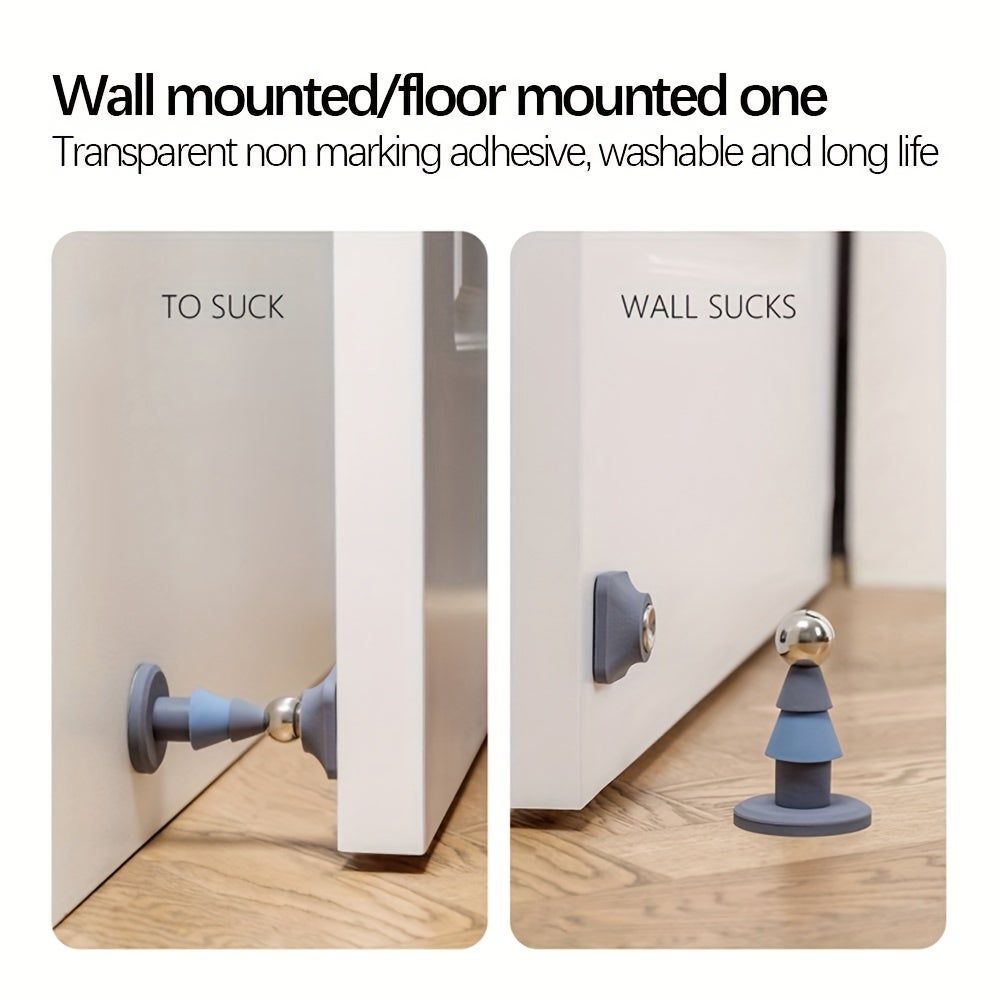 Butées de porte magnétiques, butoir de porte robuste en acier inoxydable, Bleu - 4