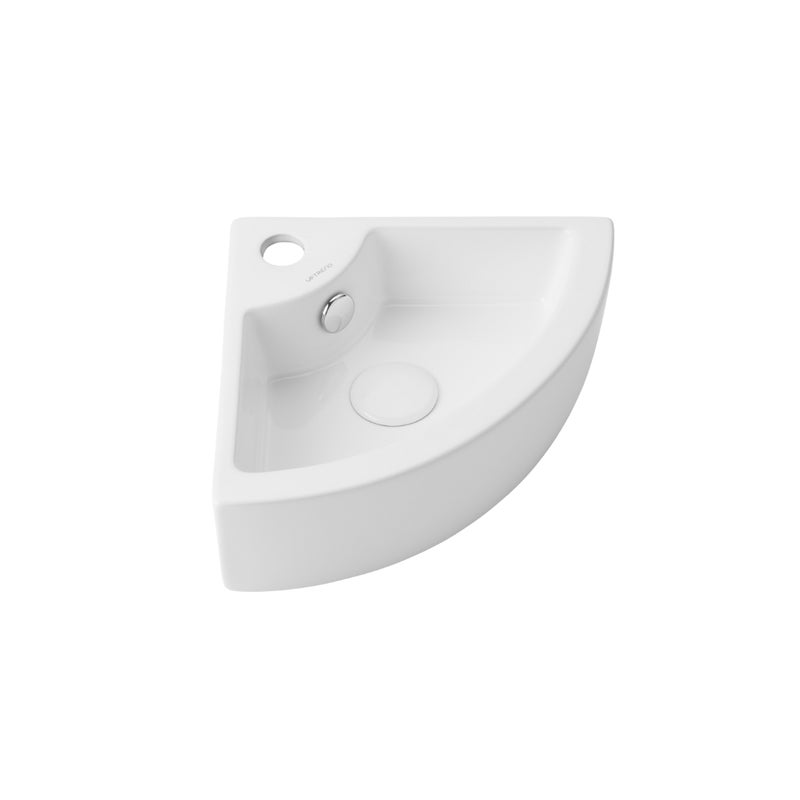 Umywalka ścienna-narożna Uptrend CHERRY L biały połysk, z otworem na baterię oraz przelewem 1 szt.