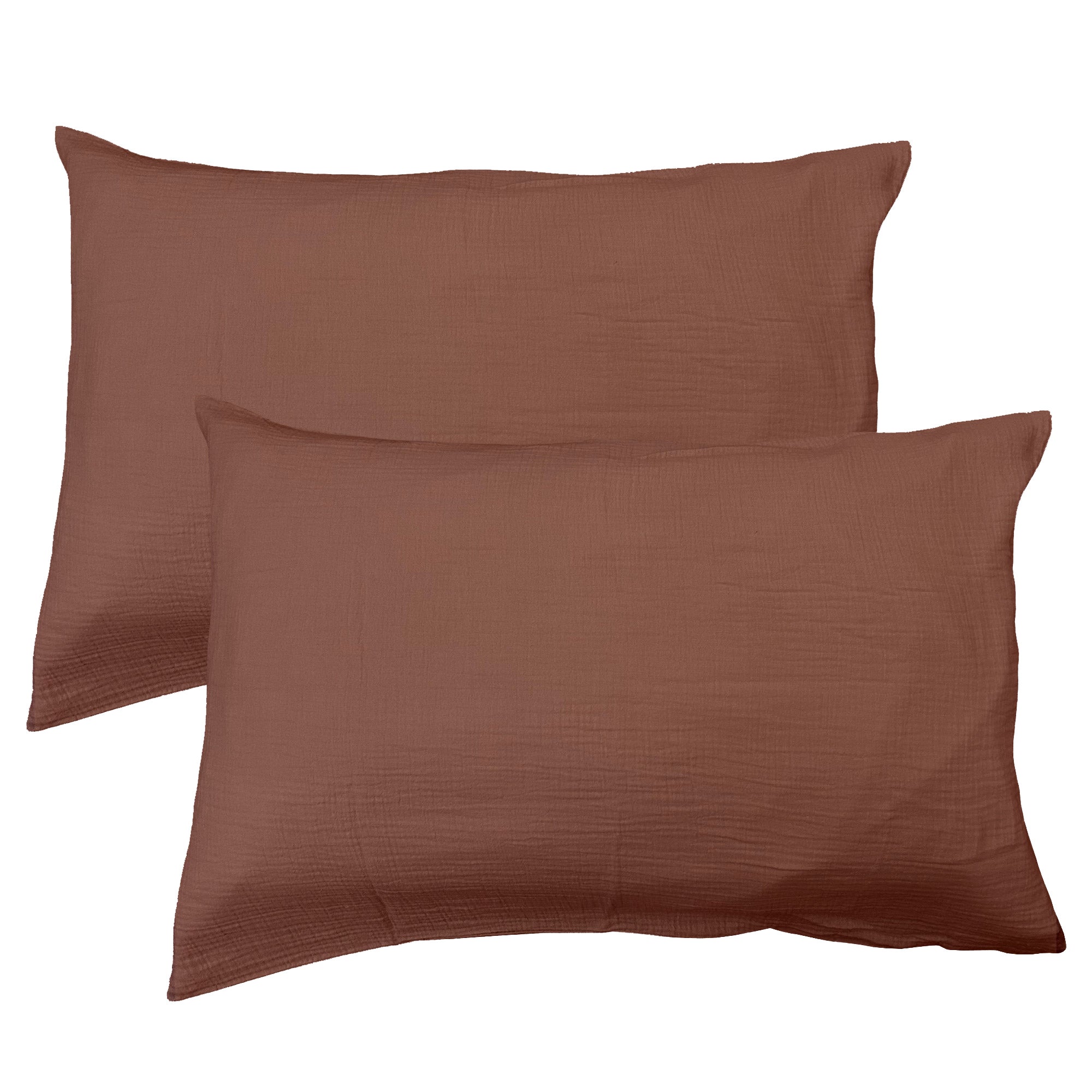Set de 2 taies d'oreiller unies en coton, GAZE DE COTON - 2