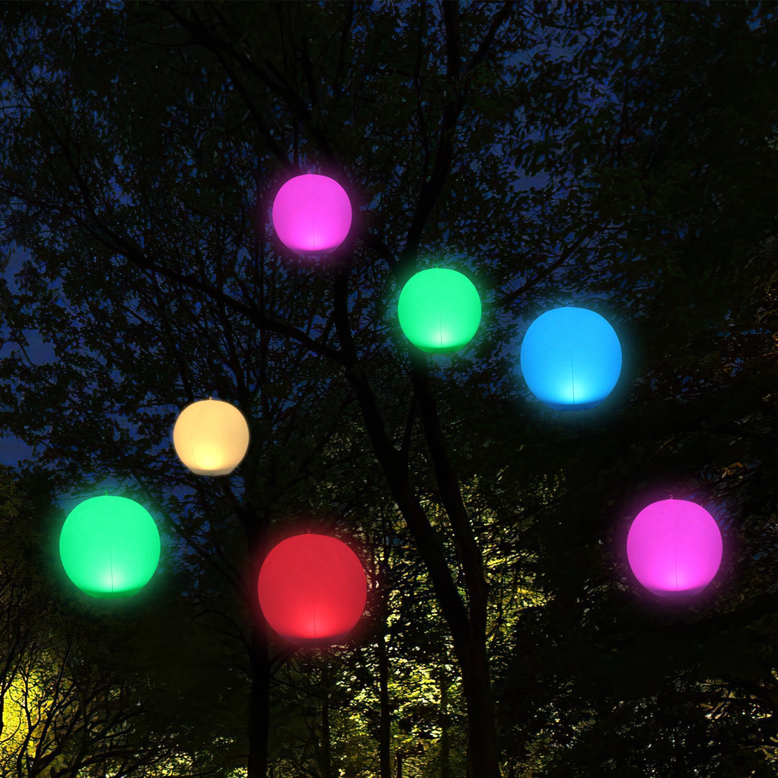 GLAMARIS 2PCS Boules Lumineuses LED Solaires RGB,PVC,Télécommande + Pompe Incluses,4 Modes,Éclairage Extérieur pour Piscine et Jardin,Étanche IP67 - 5