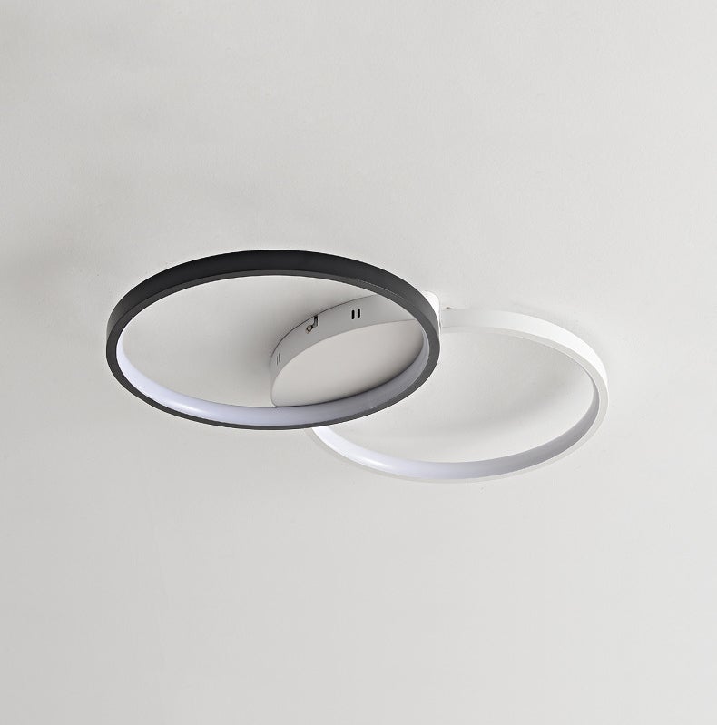 Czarno-biała minimalistyczna lampa do pokoju, oświetlenie przejścia na balkon, okrągła 220V, 52CM-28W, biała lampa sufitowa