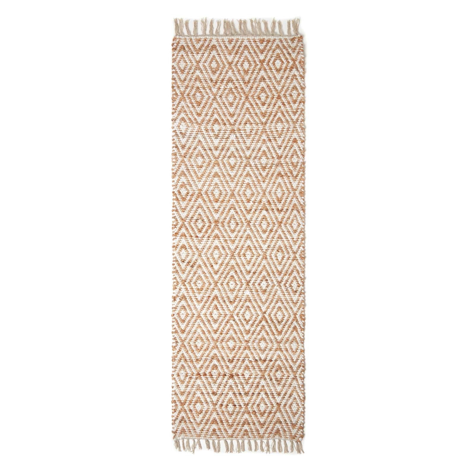 Homescapes Tapis Chindi en chanvre à&nbsp; motif losanges beige et blanc - Sierra - 66 x 200 cm - 2