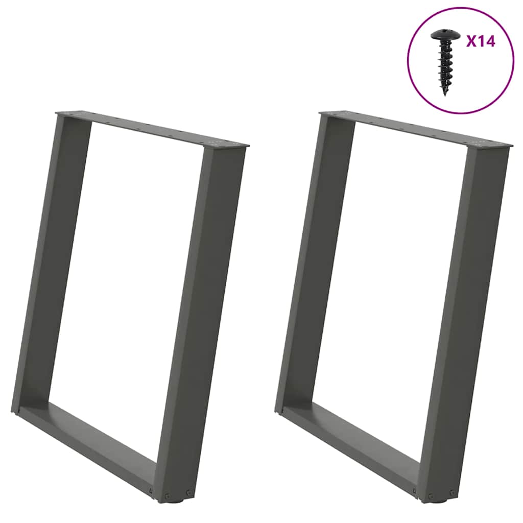 Nogi do stołu jadalnego w kształcie litery U 2 szt. Antracyt 80x(72-73) cm Stal vidaXL