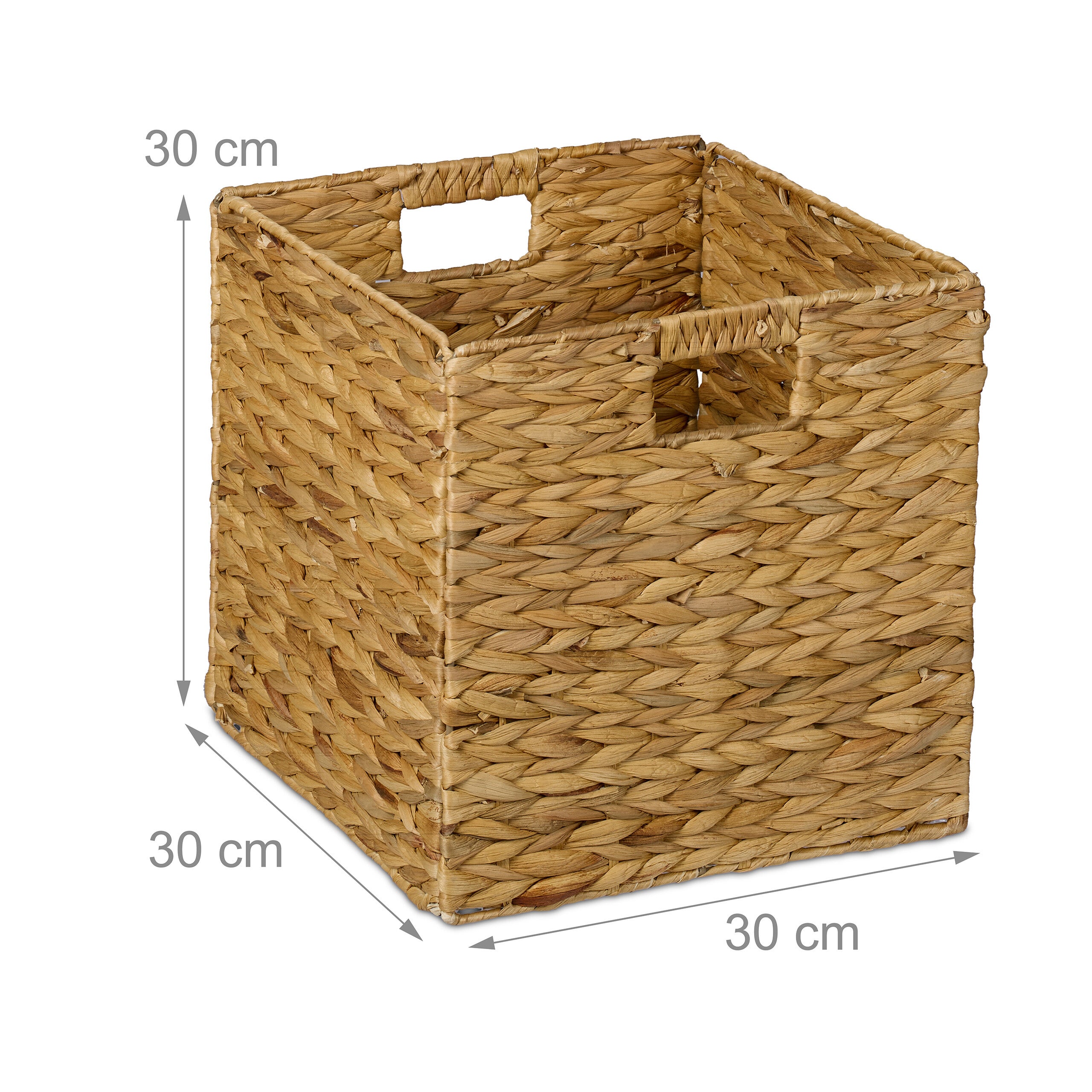 Panier de rangement, lot de 4, pour les jouets et vêtements, H x L x P : 30 x 30 x 30 cm, nature, Relaxdays - 4
