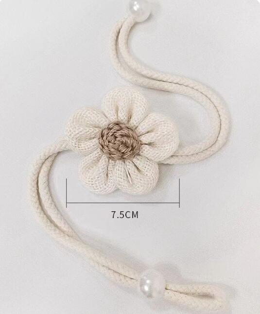 Fermatende Godneei A Forma Di Fiore, 2 Pezzi, Regolabili In Cotone E Lino Beige, Per Cameretta E Soggiorno