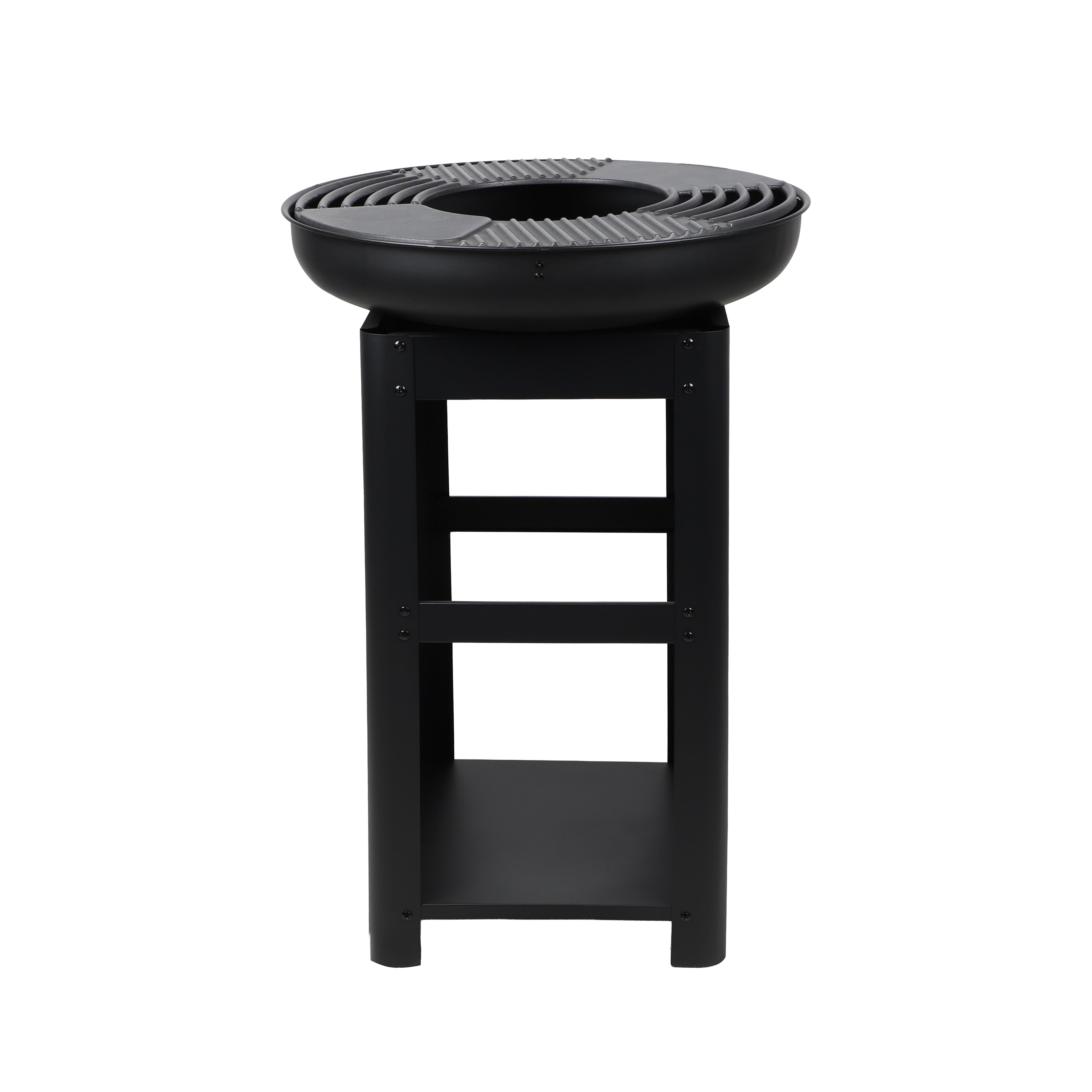 ELITE – Brasero Plancha Grill avec range-bûches – Ø61 x H90 cm – Barbecue feu de bois & charbon – Design extérieur - 7