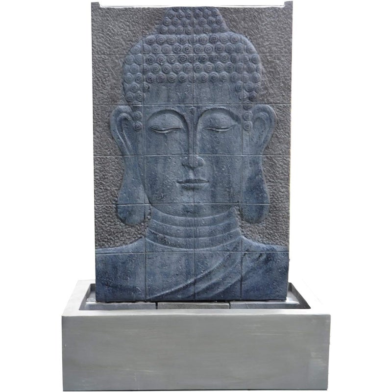 Fontanna wodna Budda Wysokość ok. 102 cm z oświetleniem LED Ściana wodna do ogrodu, tarasu i salonu