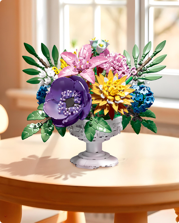 Kit De Construction De Fleurs – 588 Mini Blocs – Abeille Et Fleur Avec Coque LED – Cadeau Décoratif