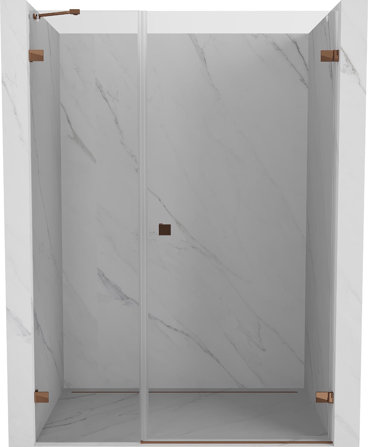 Mexen Lunar-B drzwi prysznicowe uchylne prawe 125 cm, transparent, różowe złoto - 832S-125-050-60-00-P