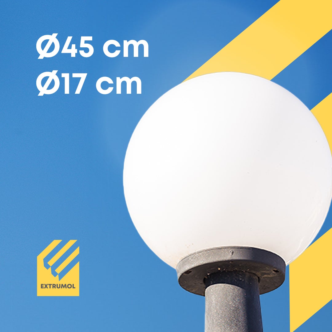 Extrumol - Globe d'Éclairage - Lumières Extérieures - Polyéthylène - Remplacement sans Filetage - Blanc - Dimensions : Ø 45 cm - Embouchure : 17 cm - 4