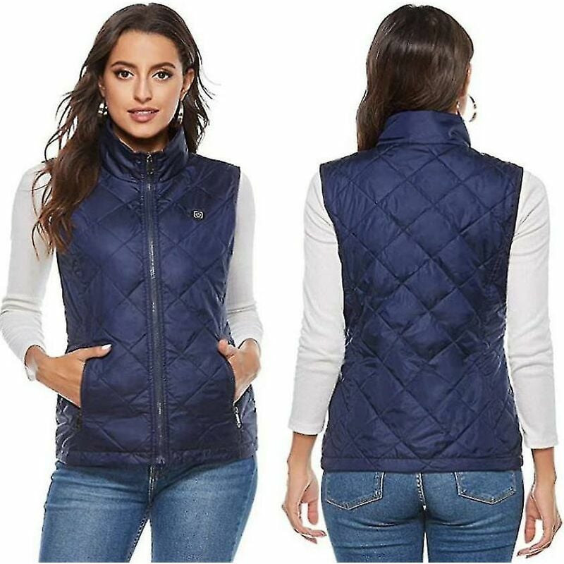 Gilet Chauffant Femme avec 4 Zones Chauffantes, Veste Chauffante Cou - Bleu M - 2