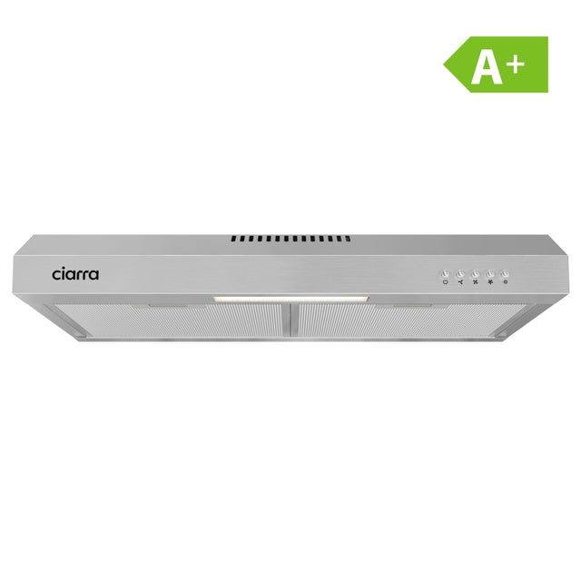 CIARRA Hotte Casquette 60cm Inox 220m3/h Classe A+ 3 Vitesses Evacuation et Recyclage VMS6903