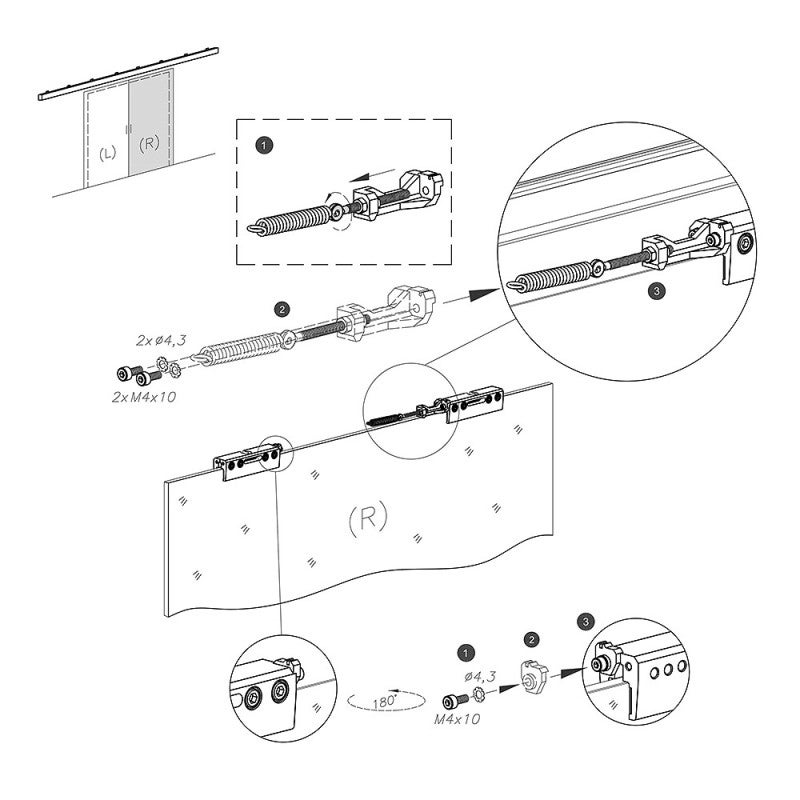 Kit de synchronisation pour 2 portes en verre pour SLID'UP 190 - 6