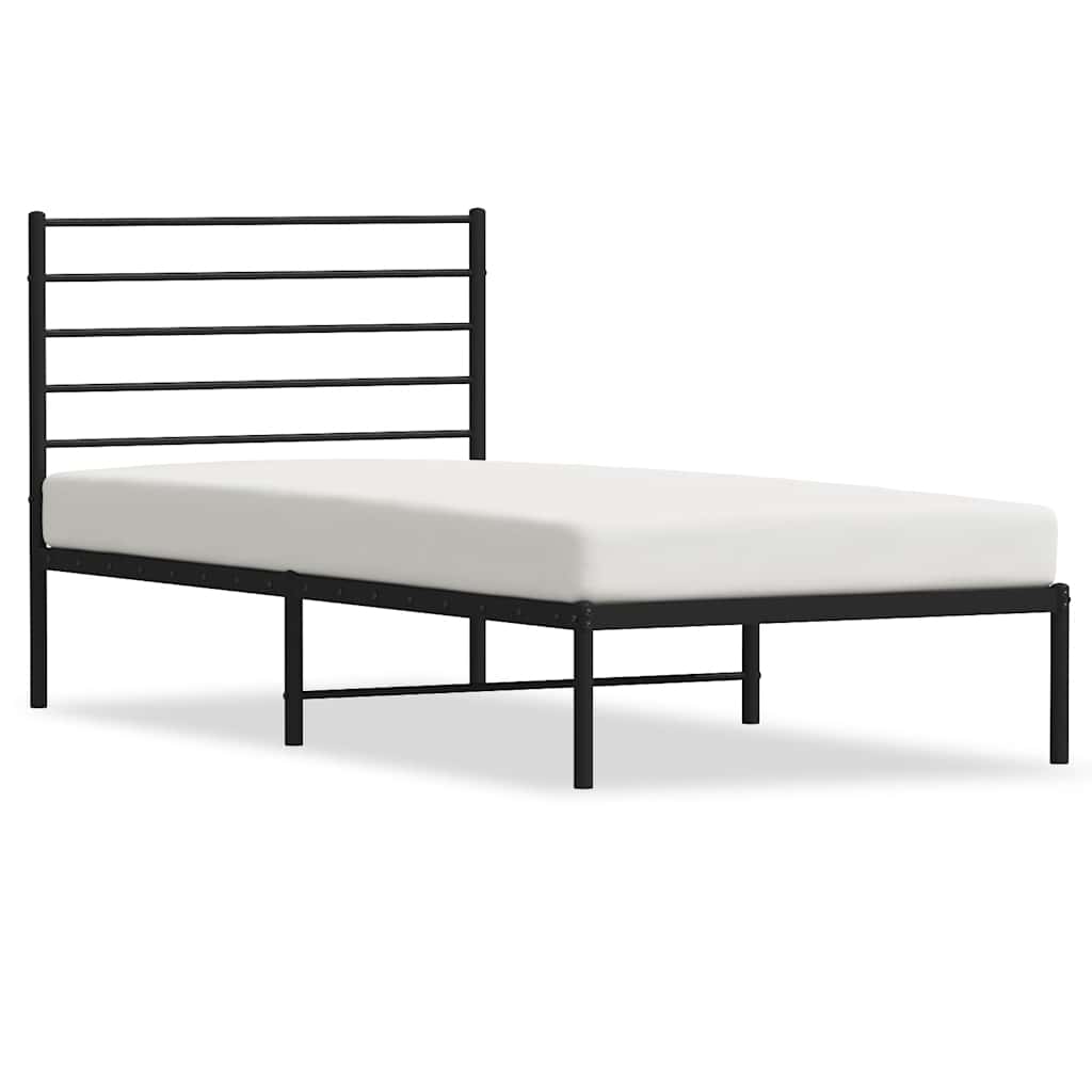 Łóżko Metalowe Rama Łóżka Ze Stelażem Do Pokoju Sypialni Czarna 75x190 cm