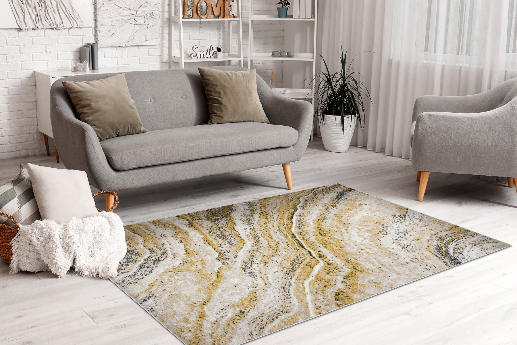 Dywan FUSION 9776 krem / biały / żółty - Abstrakcja, nowoczesny, abstrakcyjny 280x370 cm - 5