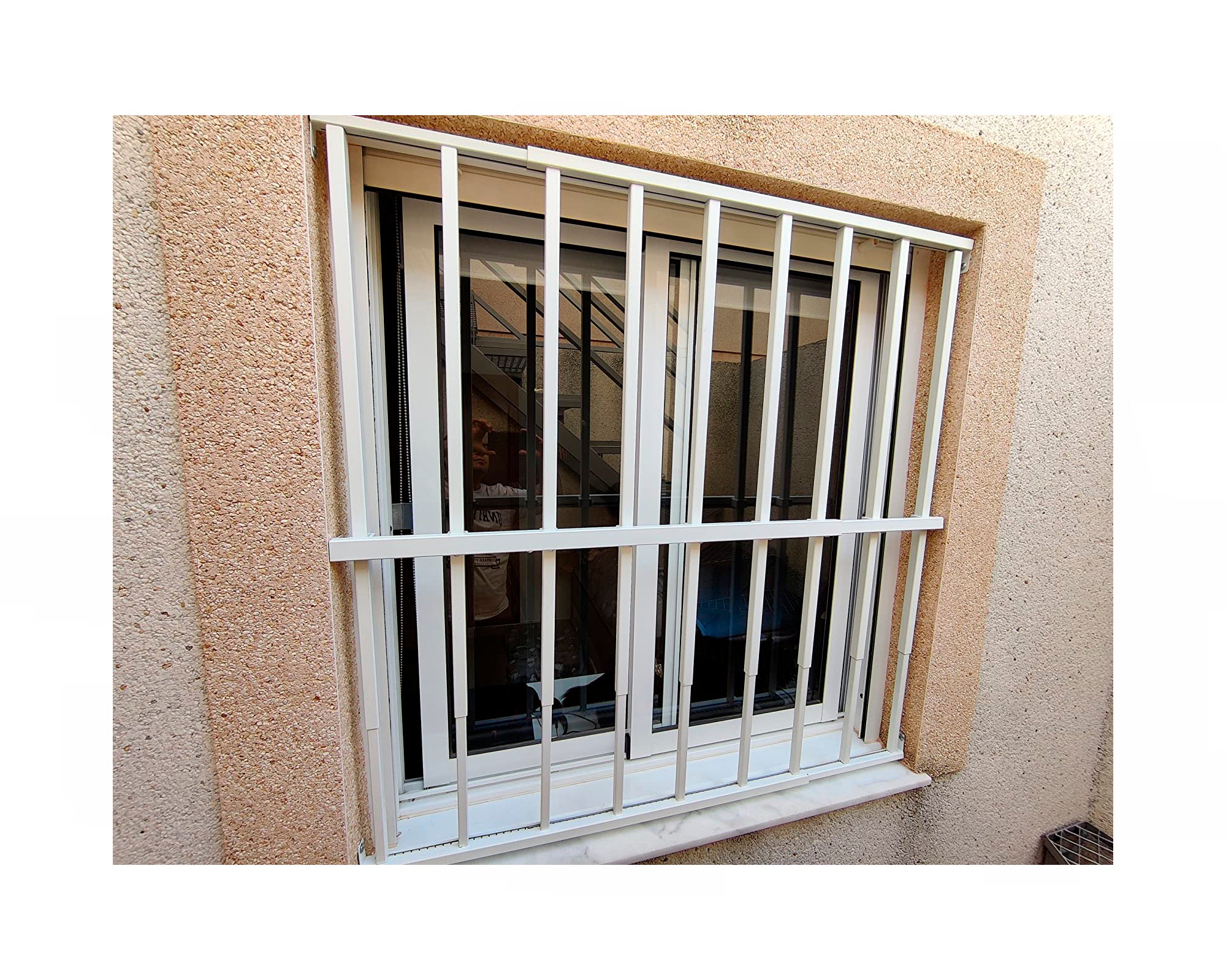 Grille de défense réglable pour fenêtre (largeur et hauteur) de 95x95 cm à 165x165cm blanche - 7