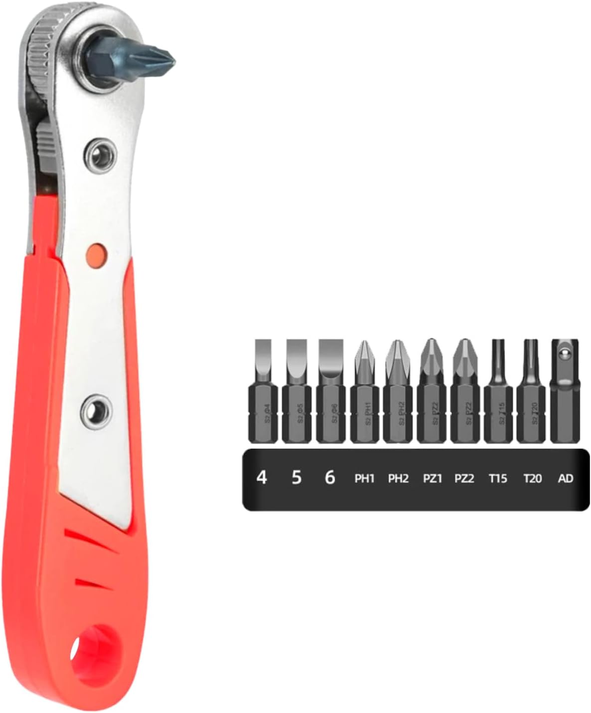 Klucz magnetyczny z grzechotką 110 mm 1/4" Mini śrubokręt z grzechotką, zestaw 10 bitów, śrubokręt dwustronny do gadżetów, samochodów i domów