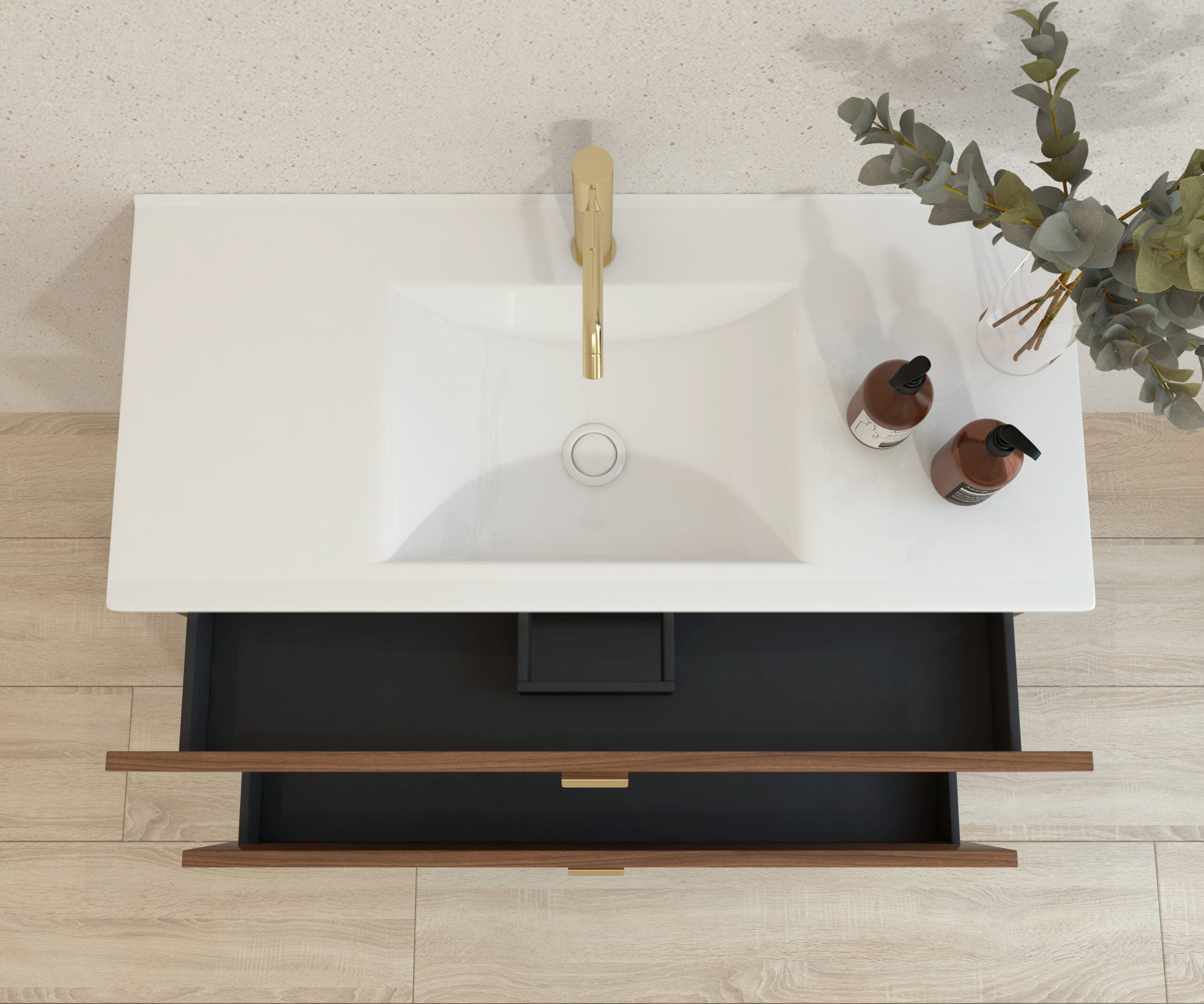 Ensemble de meubles de salle de bain Avantarea GARONNE Noyer 120 cm + lavabo - 3