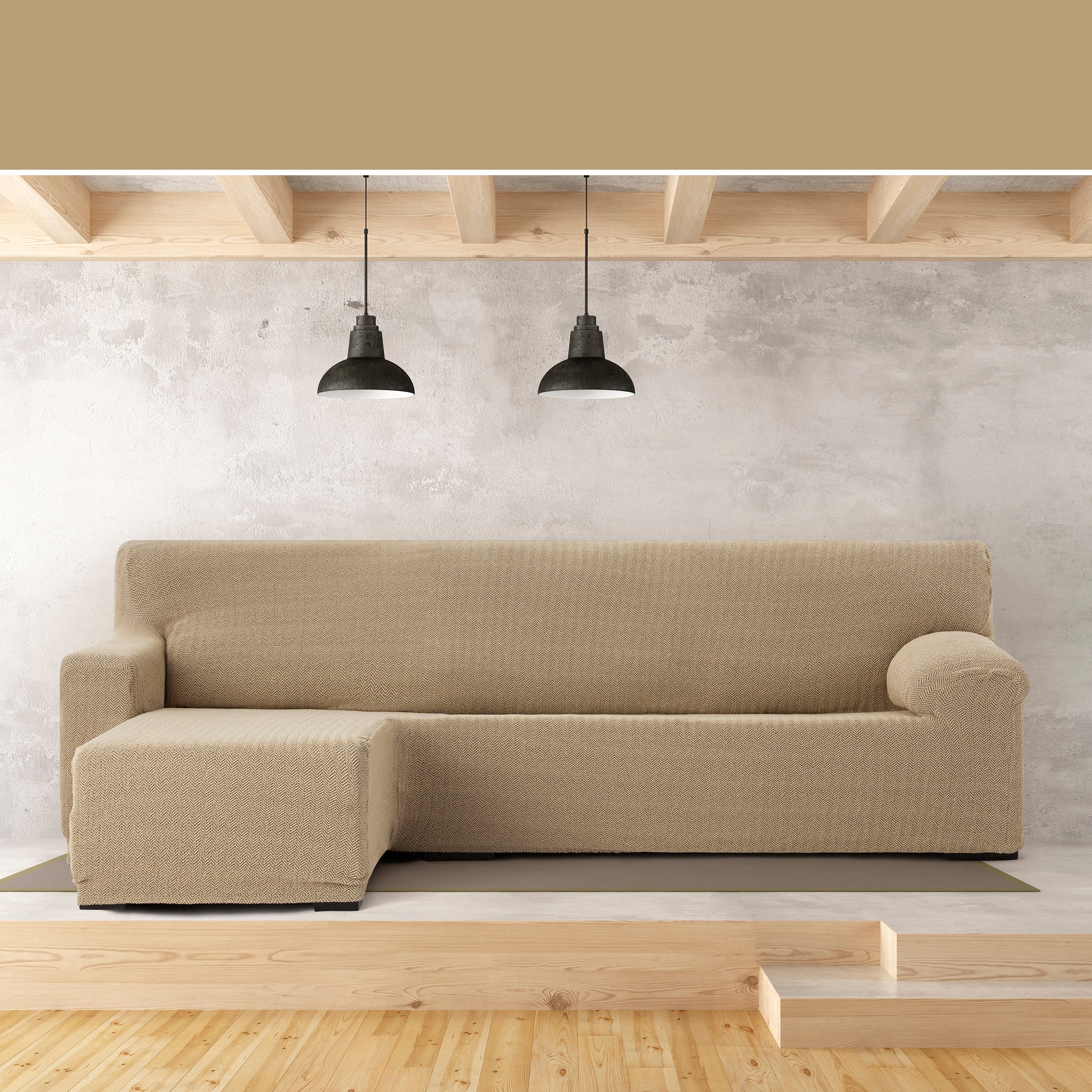 Copridivano Jaz per divano ad angolo sinistro braccio corto beige 250 - 360 cm - 3