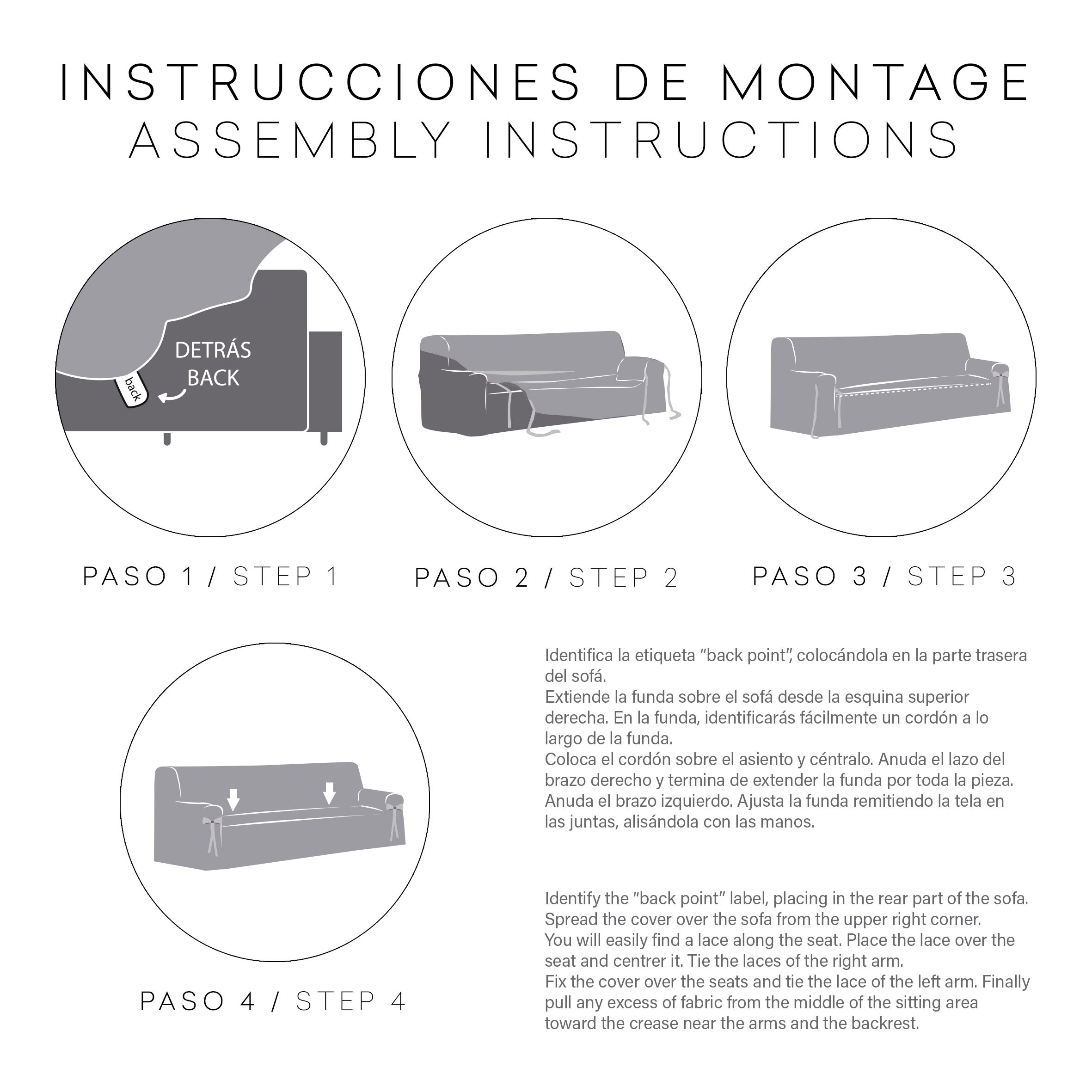 Housse de canapé 3 places avec des rubans beige 180 - 230 cm - 5