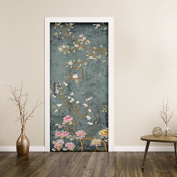 Sticker Porte Orientale Bois 204 X 93 Cm - Décoration Trompe L'Œil Médina Maroc