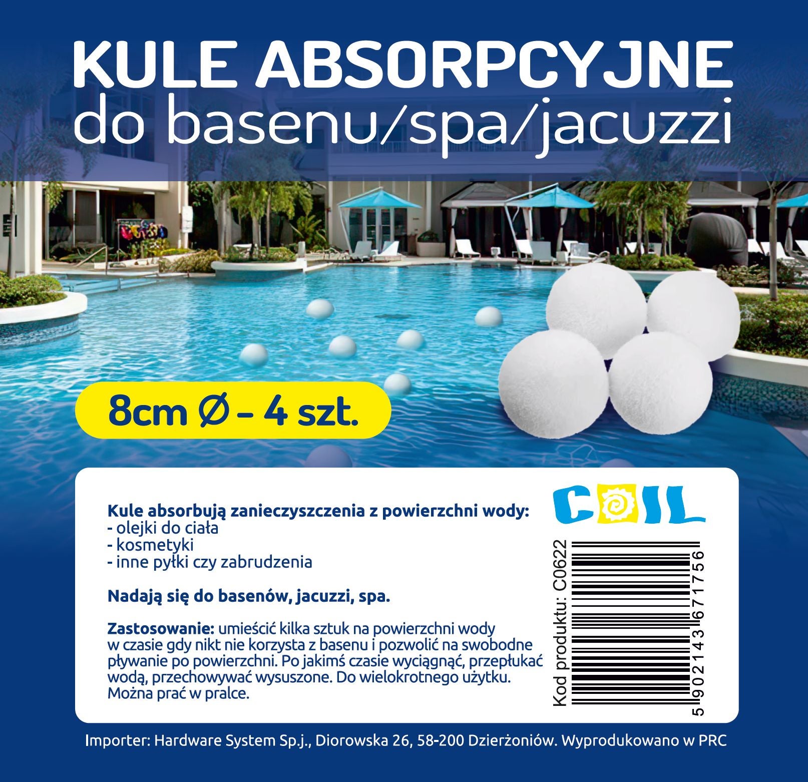 COIL Kule filtracyjne absorpcyjne do spa jacuzzi basenu 8cm (zestaw 4 sztuk) - 2