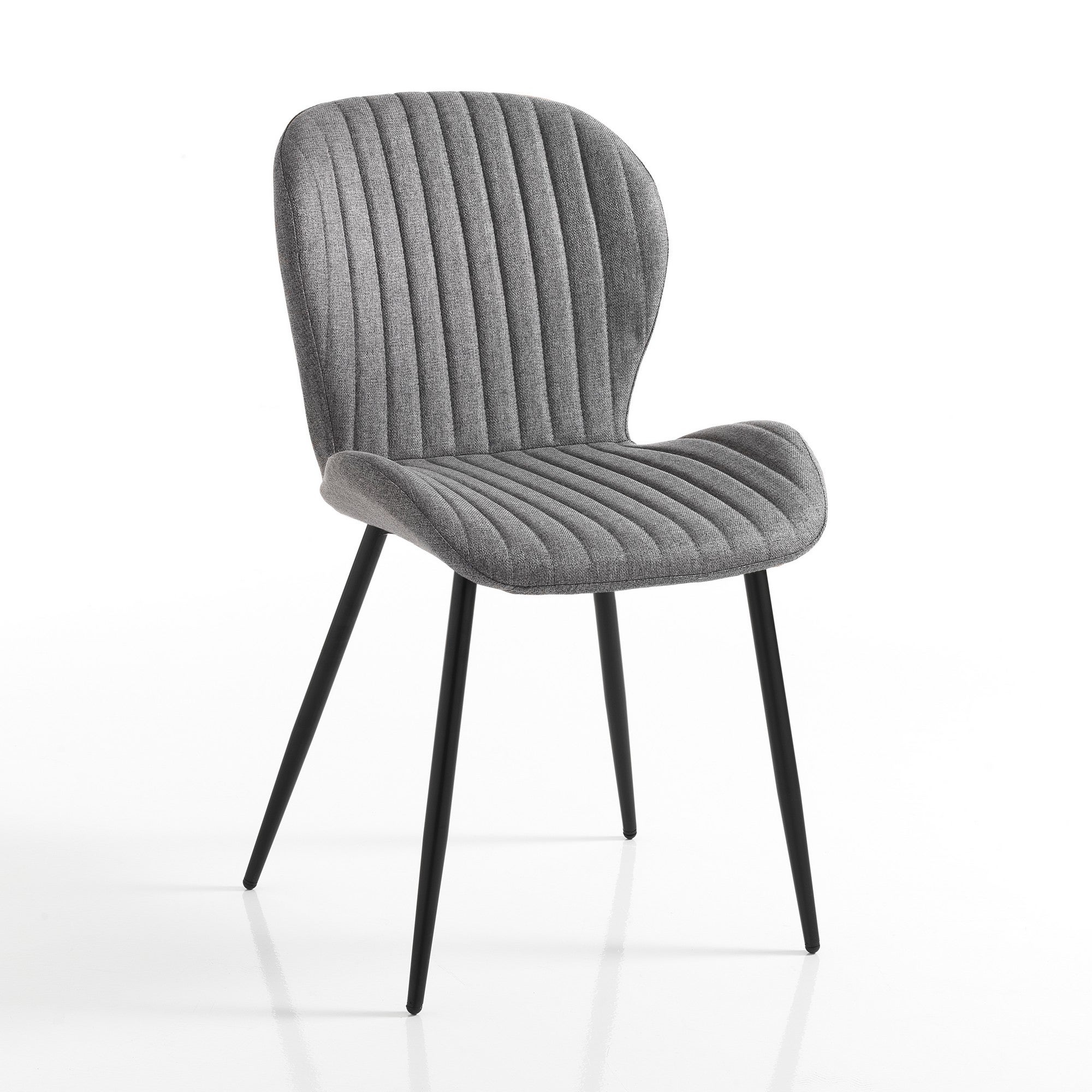 Zestaw 4 krzeseł HANDY GREY, tkanina szara i metal czarny, wys. 86 x szer. 51 x gł. 56 cm, siedzisko wys. 48 x szer. 37 x gł. 38 cm, regulowana nóżka