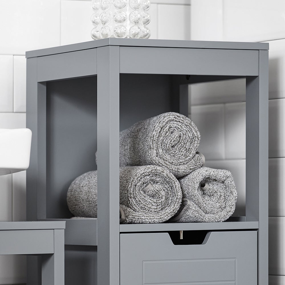 SoBuy Komoda łazienkowa regał słupek niska 2 szuflady półka szary FRG127-SG - 4