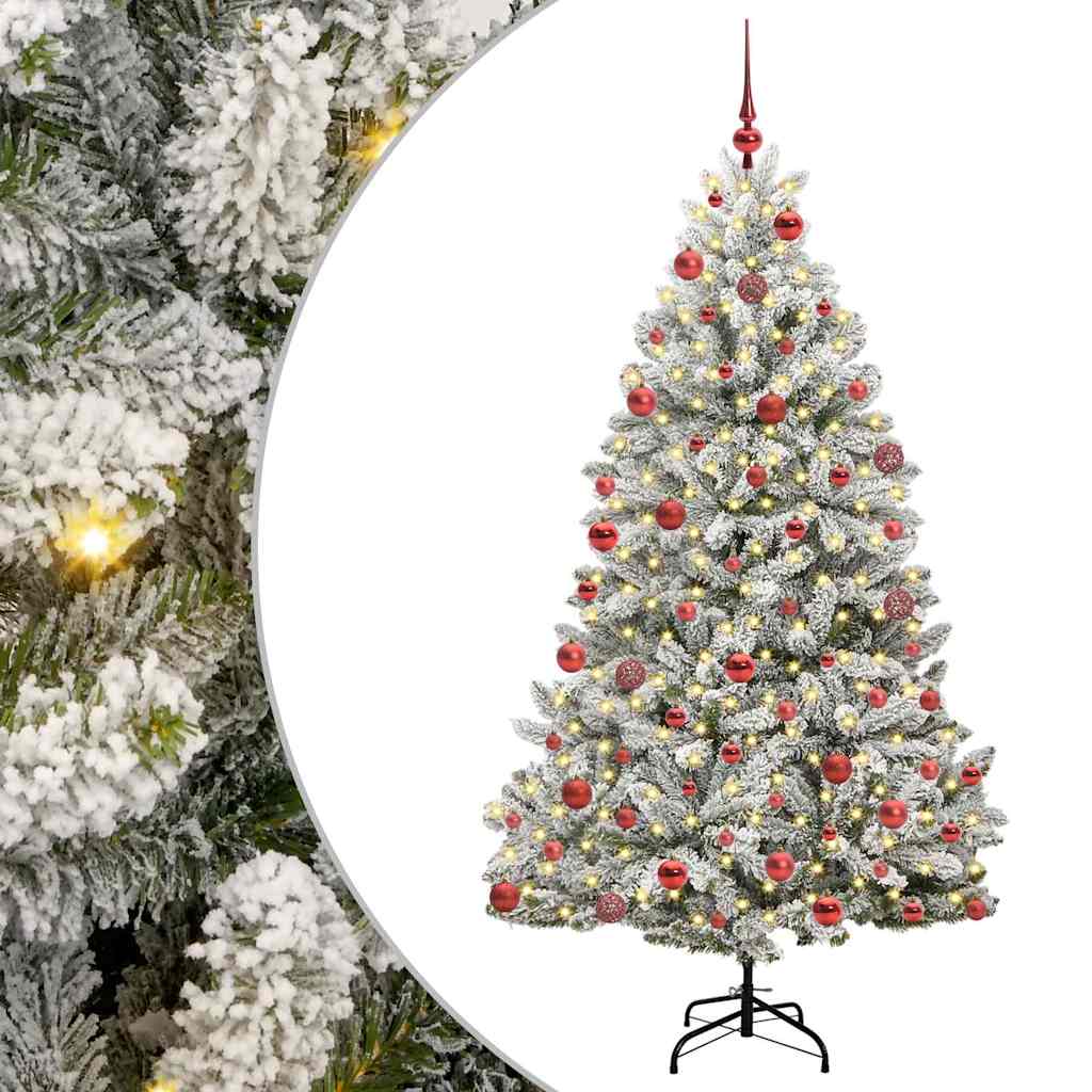 Albero di Natale artificiale, 120 cm, aghi di abete verde con effetto neve, albero artificiale con 90 punte, sistema pieghevole, supporto in metallo