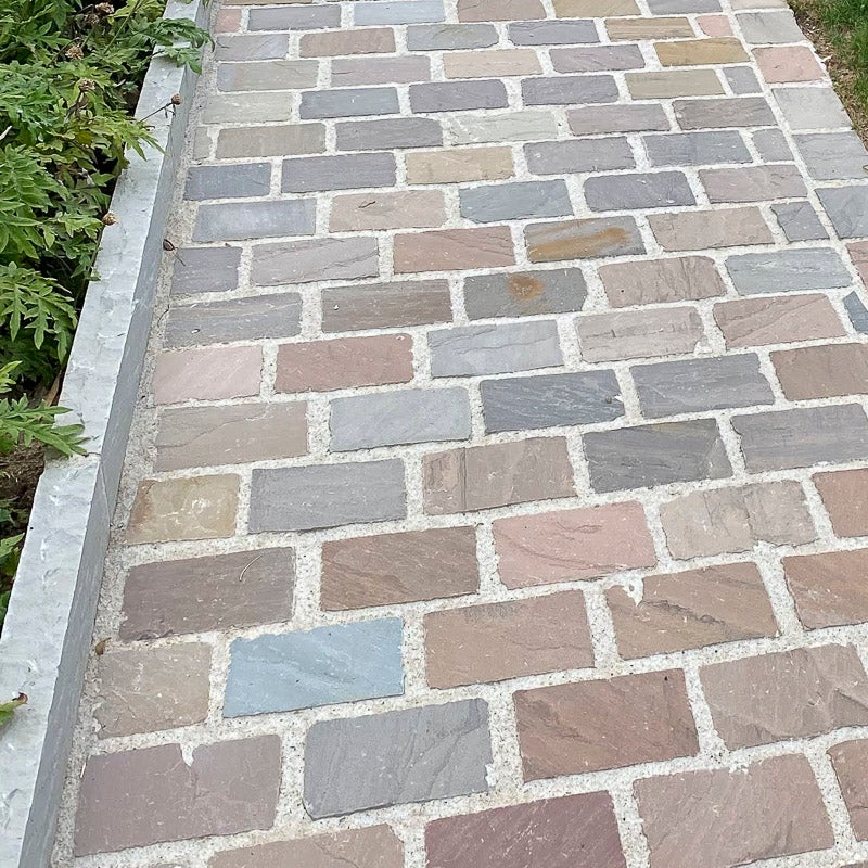 Pavé pierre naturelle Grès Kandla Multicolore 14x14cm Ep. 5 à 7cm - Vendu au m² - 2