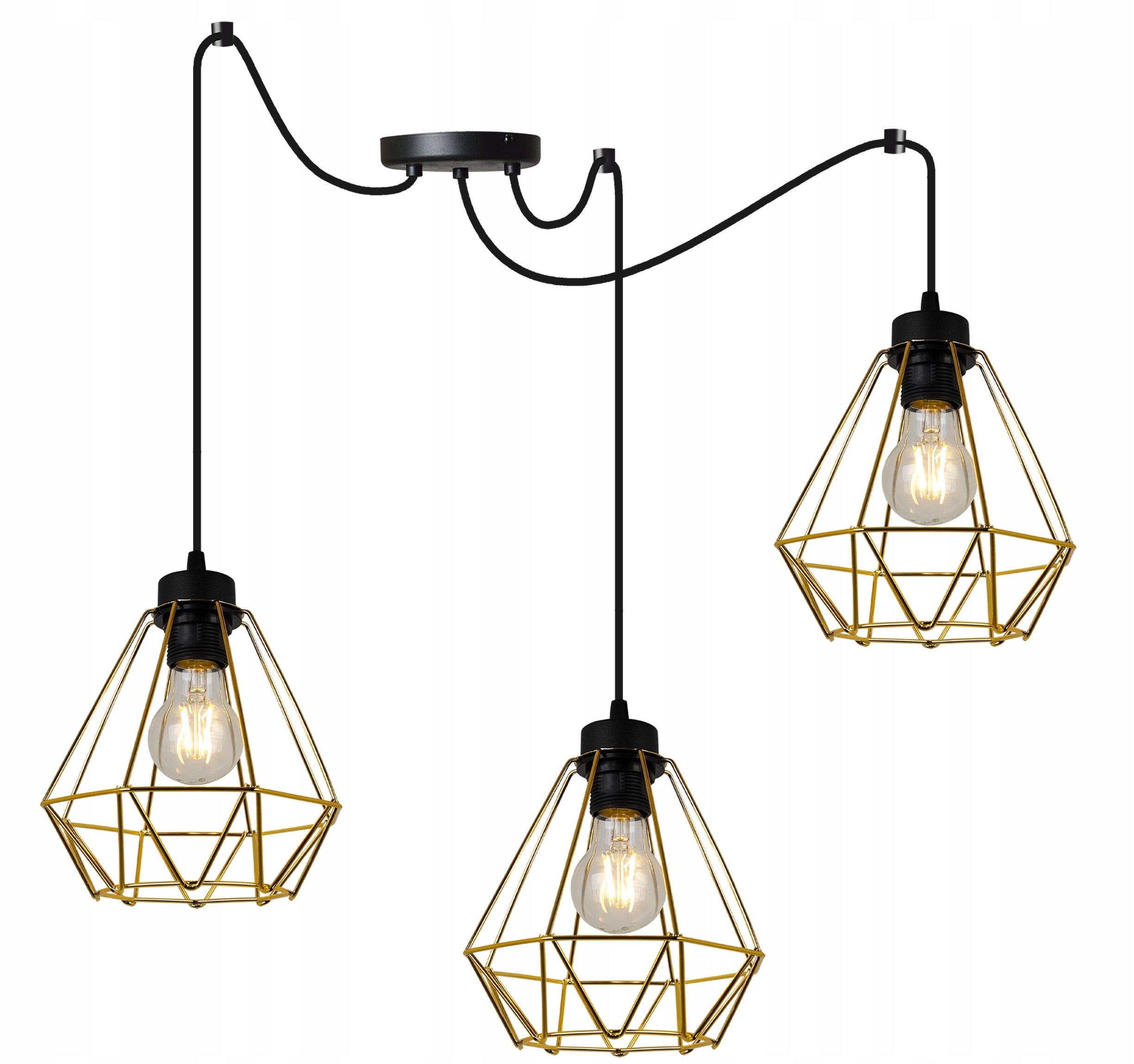 Lampa sufitowa wisząca Spider Nuvola Gold modern 3xE27 abażur druciany złoty Light Home LH