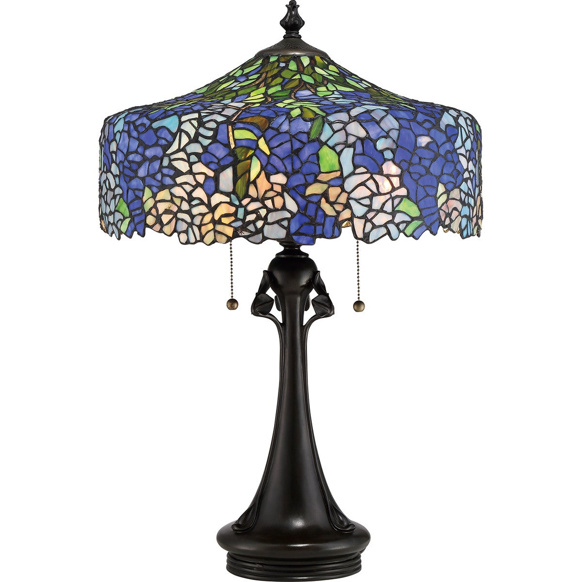 Lampa stołowa witrażowa Tiffany w kwiaty Art Deco Cobalt E27 60W Quoizel