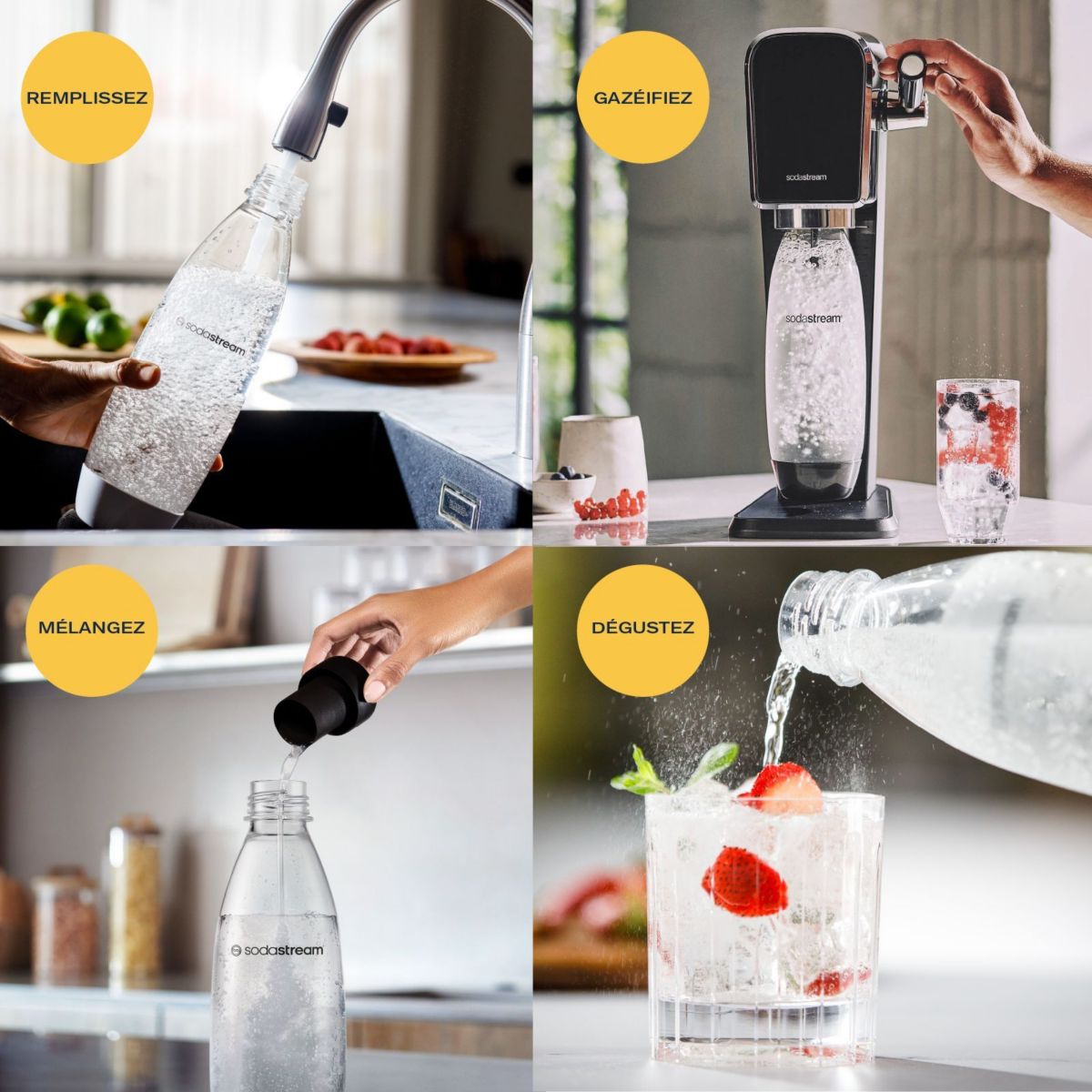 SodaSteam Soda Maker - + Macchina per acqua frizzante Lavastoviglie Black Art Bundle - 7