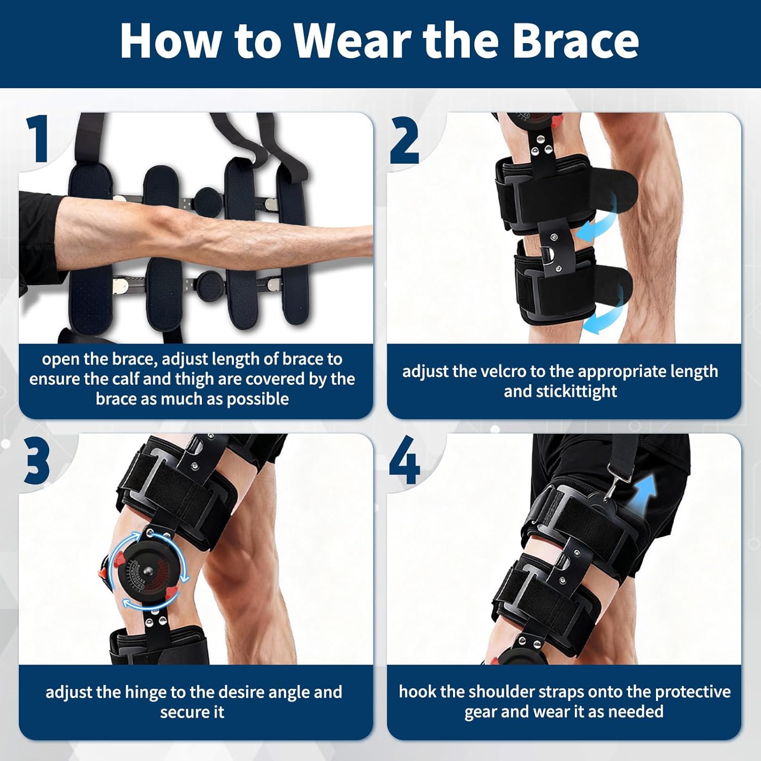 Genouillère articulée ajustable unisexe, stabilisateur latéral du ligament croisé antérieur, support pour déchirure du ménisque - 6