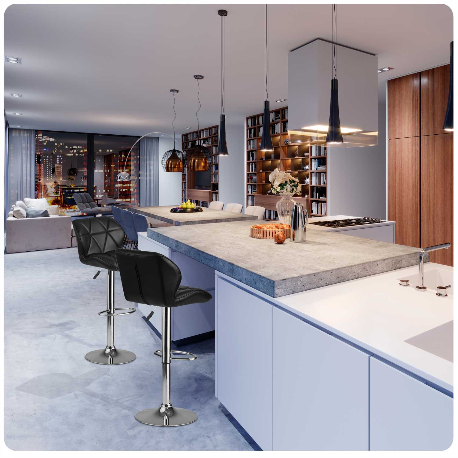 Hoker krzesło barowe obrotowe regulowane czarne – 2 sztuki Sofotel - 6