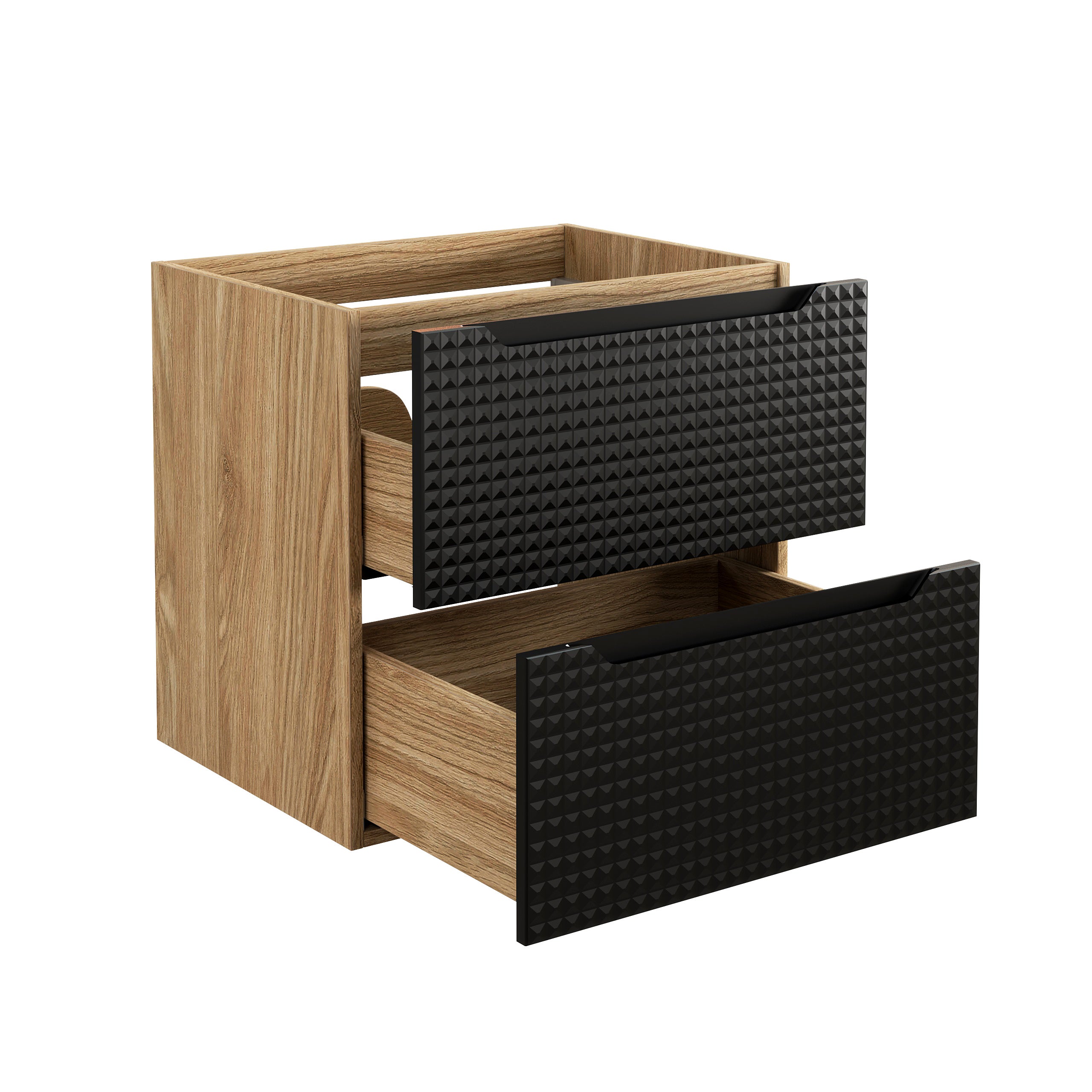 Szafka łazienkowa LUXOR 60 cm czarna dąb olejowany front 3D MDF wisząca - 5