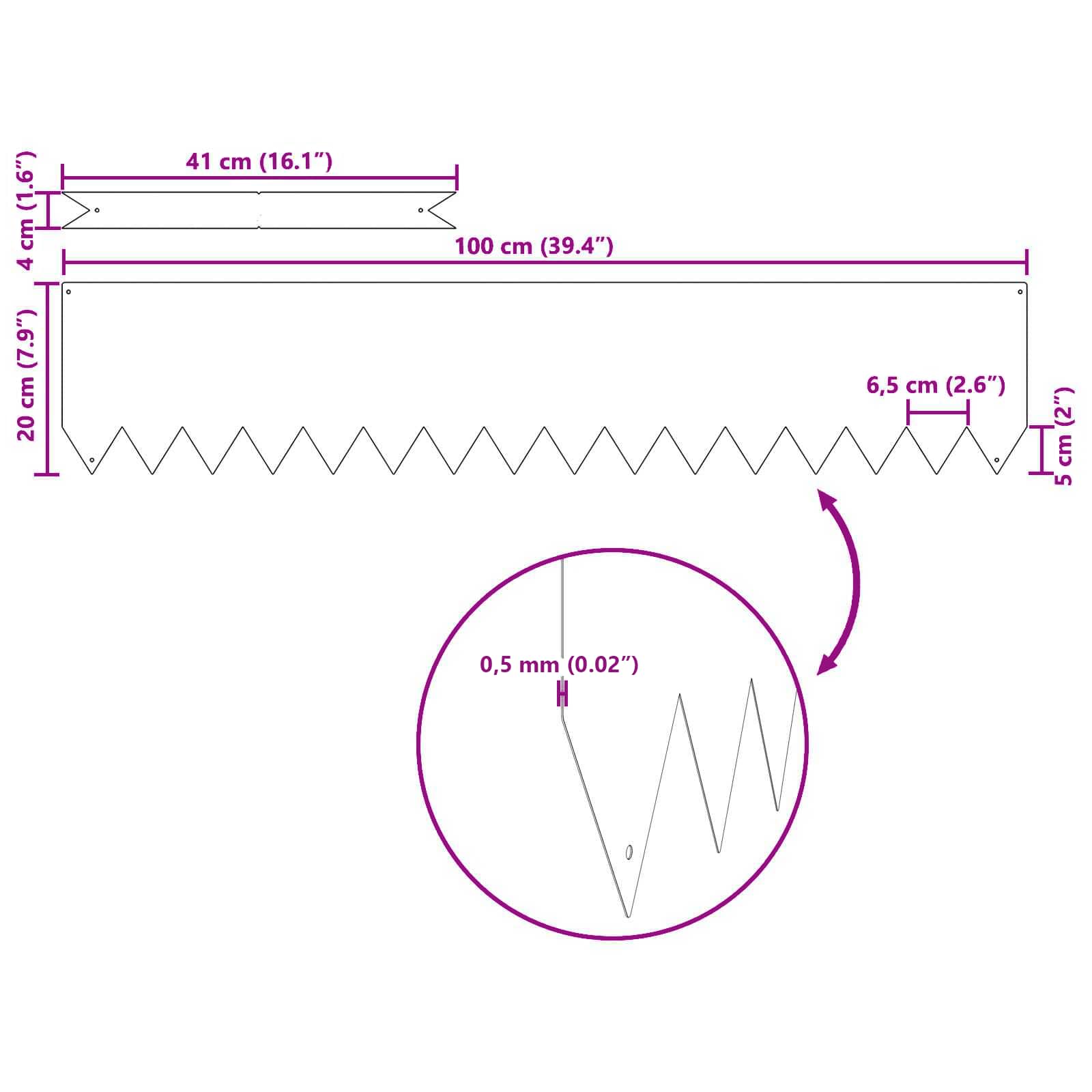 Bordure de Pelouse 30 pcs Noir 100 x 0.05 x 20 cm vidaXL - 3