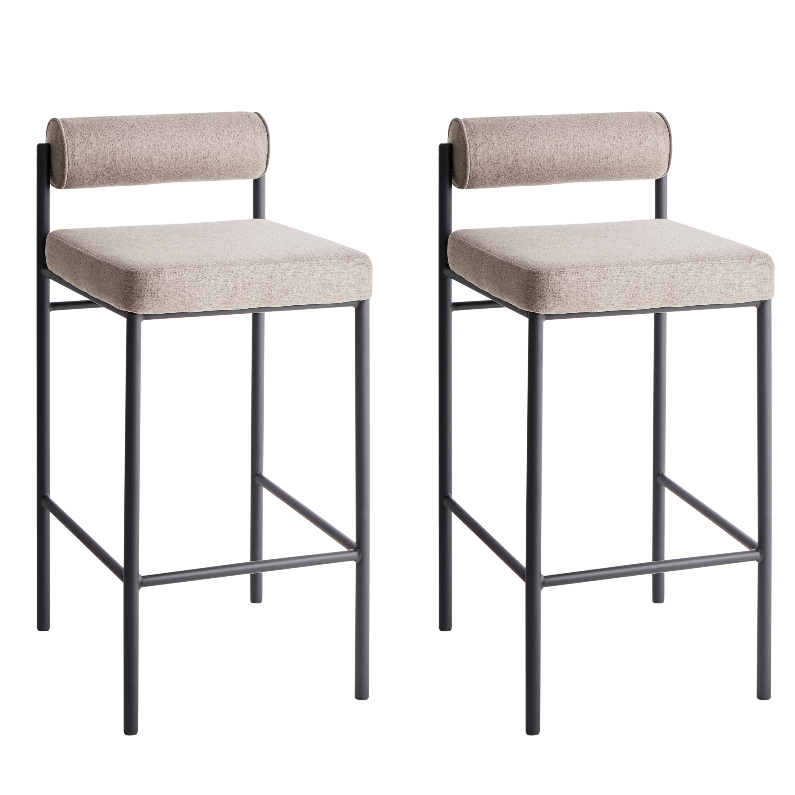 Beliani Conjunto De 2 Sillas De Bar Amaya Tela Gris/Pardo , Leroy Merlin