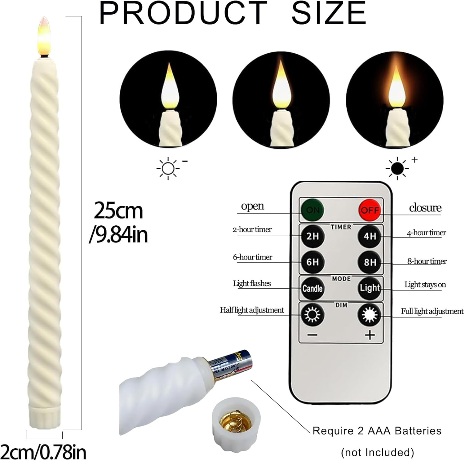 Set Di 3 Candele Natalizie Senza Fiamma A LED - Rosse A Forma Di Stella Di Natale - Con Telecomando E Timer - 4
