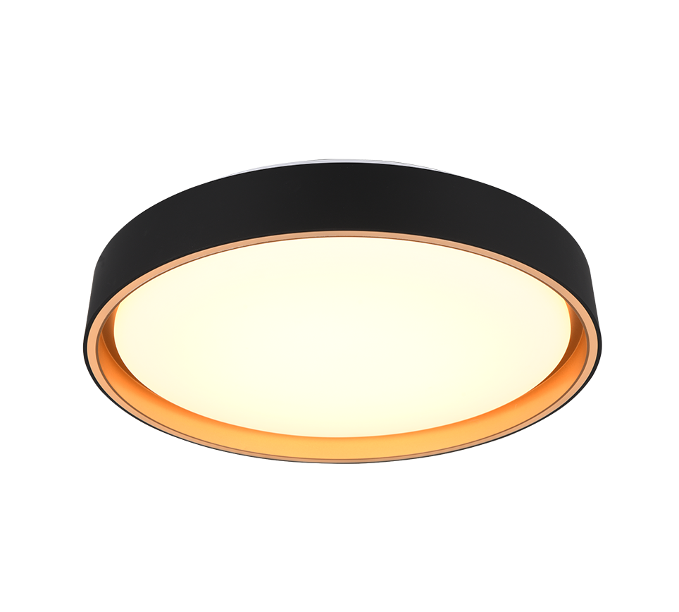 Plafon Felis okrągły czarno-złoty-odcienie złota LED 24W 2700K-6500K 2500lm z pilotem wym: 7,5 x 40 cm IP20 tworzywo sztuczne RL