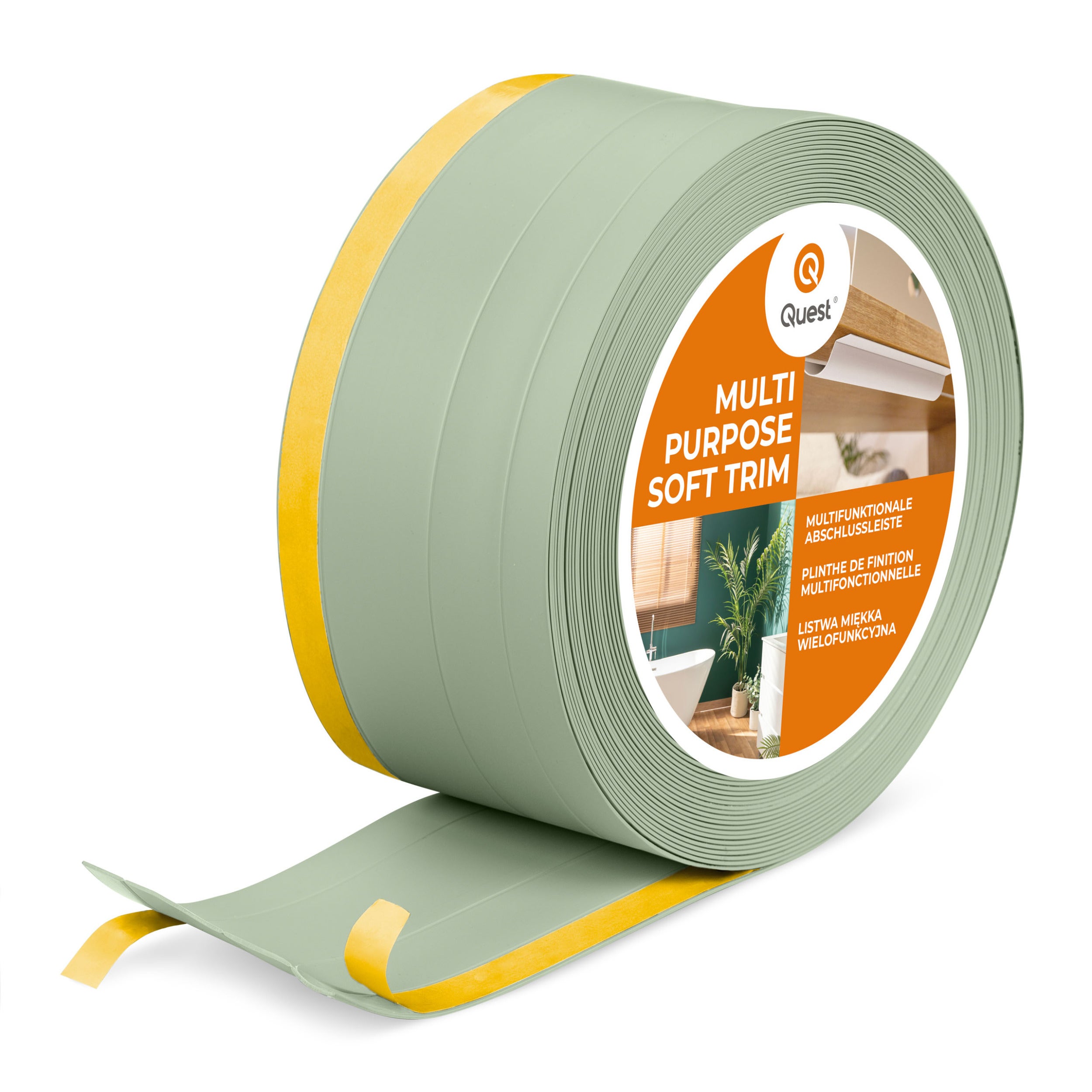 Listwa wykończeniowa PVC 4w1 samoprzylepna 120 mm - elastyczna, uniwersalna - 25 m, jasnozielona