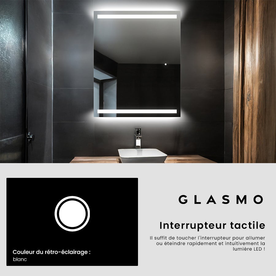 Miroir de Salle de Bain LED - Tessa | 70x120 cm | LED Lumineux Miroir | Blanc Froid 7000K | Interrupteur Tactile - 5