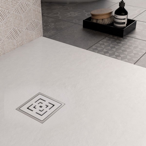 Piatto doccia mineralmarmo roma con griglia in tinta colore bianco, dimensioni 90x130 - 2