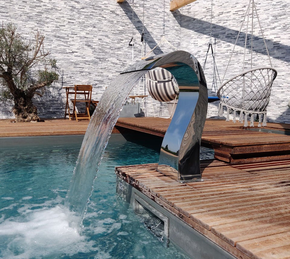 Cascade pour piscine au sel chlore INOX 316 Demi cœur Hauteur 80cm ...