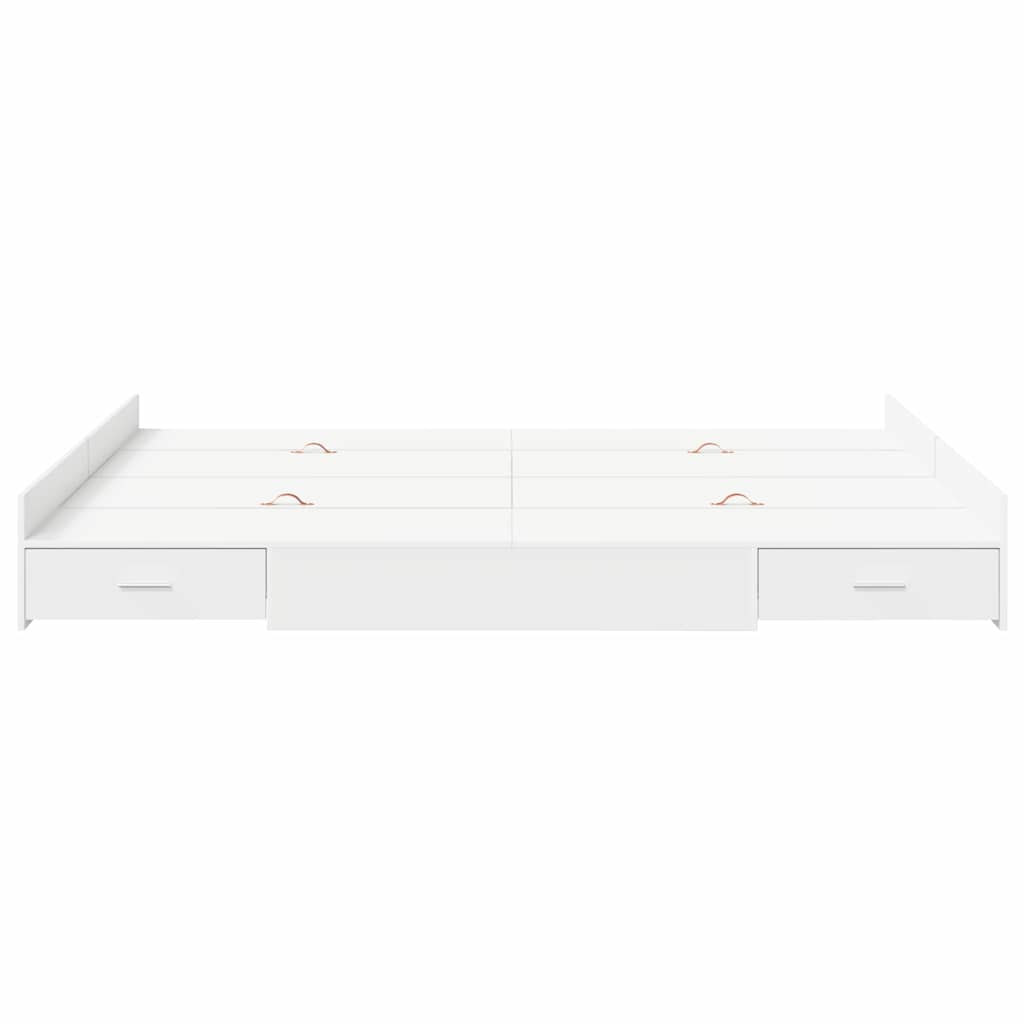 Cadre de lit avec rangement et tiroir blanc 140 x 190 cm - 5