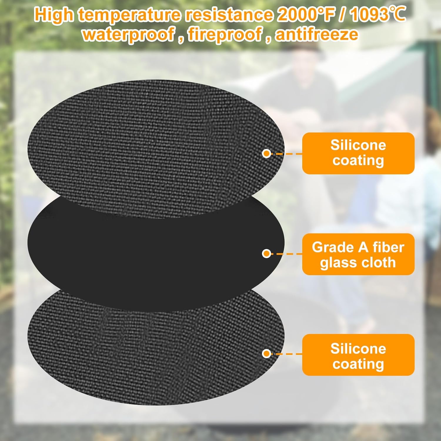Tapis de foyer rond, résistant à la chaleur, pour cheminée, sol, barbecue, foyer, pelouse et camping, 90 cm - 3