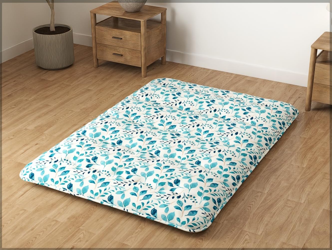 Giantex  Futón Japonés Para 2 Personas, 140 X 200 Cm, Cama Portátil, Enrollable, Con Bolsa De Transporte Para Camping Y Viajes, Sábana Azul , Leroy Merlin