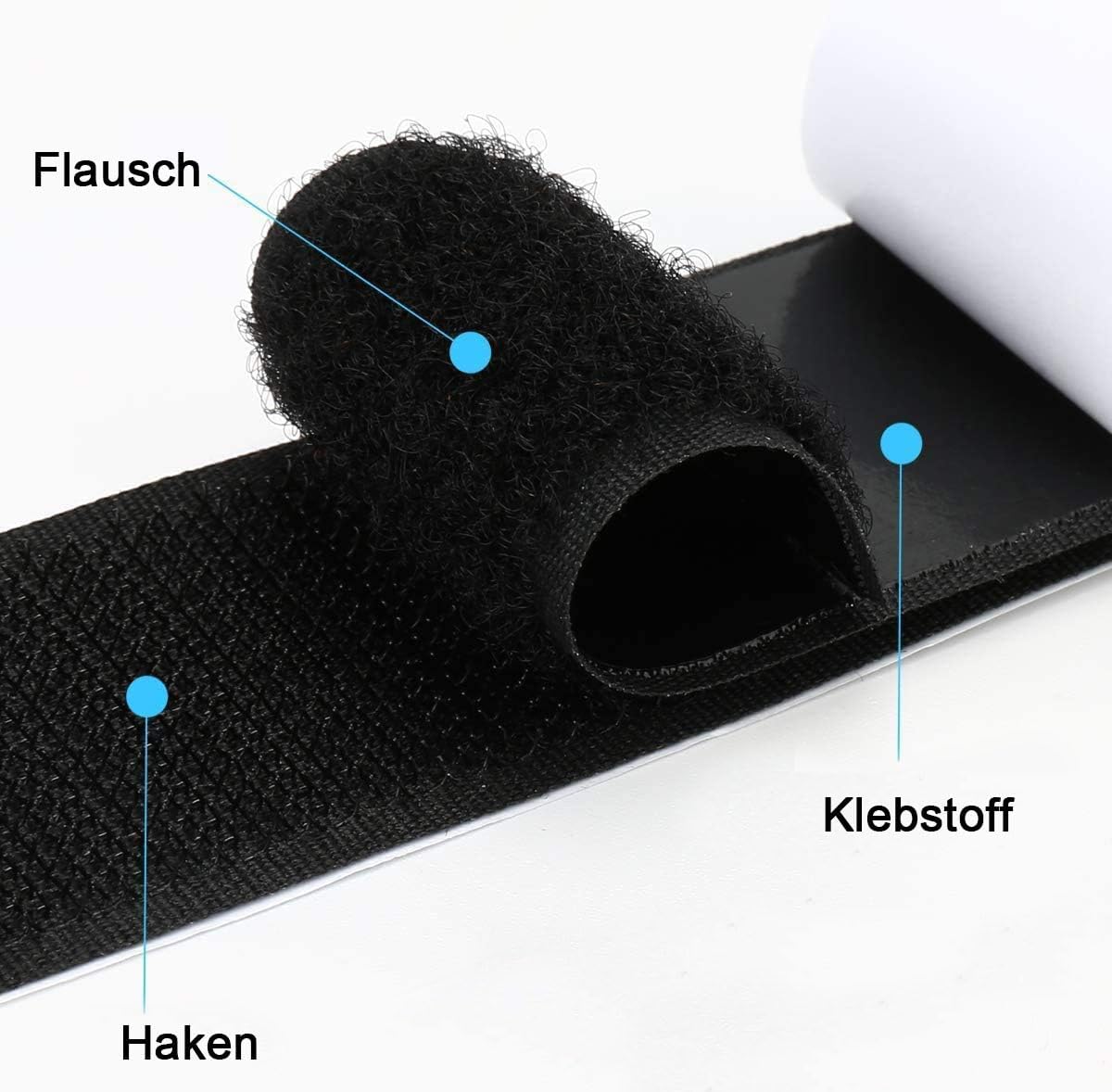 Lot de 20 30mmx10cm Bandes auto-adhésives extra fortes double face Rectangle Adhésif Double Face Noir Puissant Réutilisable - 3