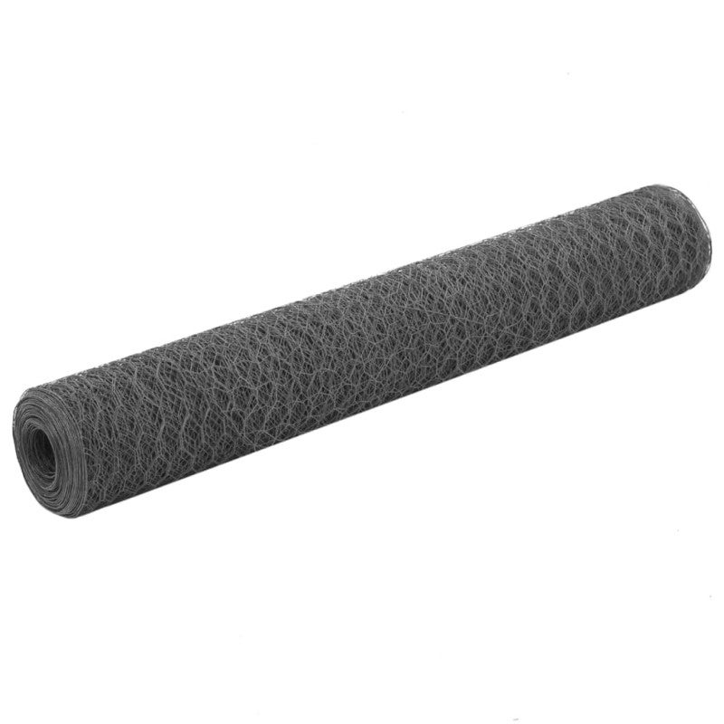 Ogrodzenie z siatki, stal i PVC, 25x1 m, szare vidaXL